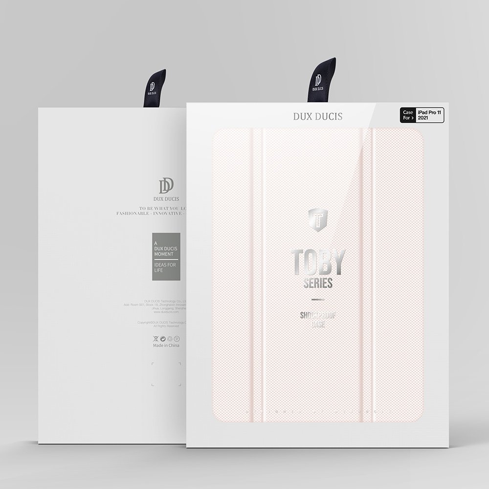 Husa inteligenta cu suport pentru Apple Pencil, Dux Ducis, Toby, Compatibil cu iPad Pro 2021, 11'', Piele ecologica, Roz