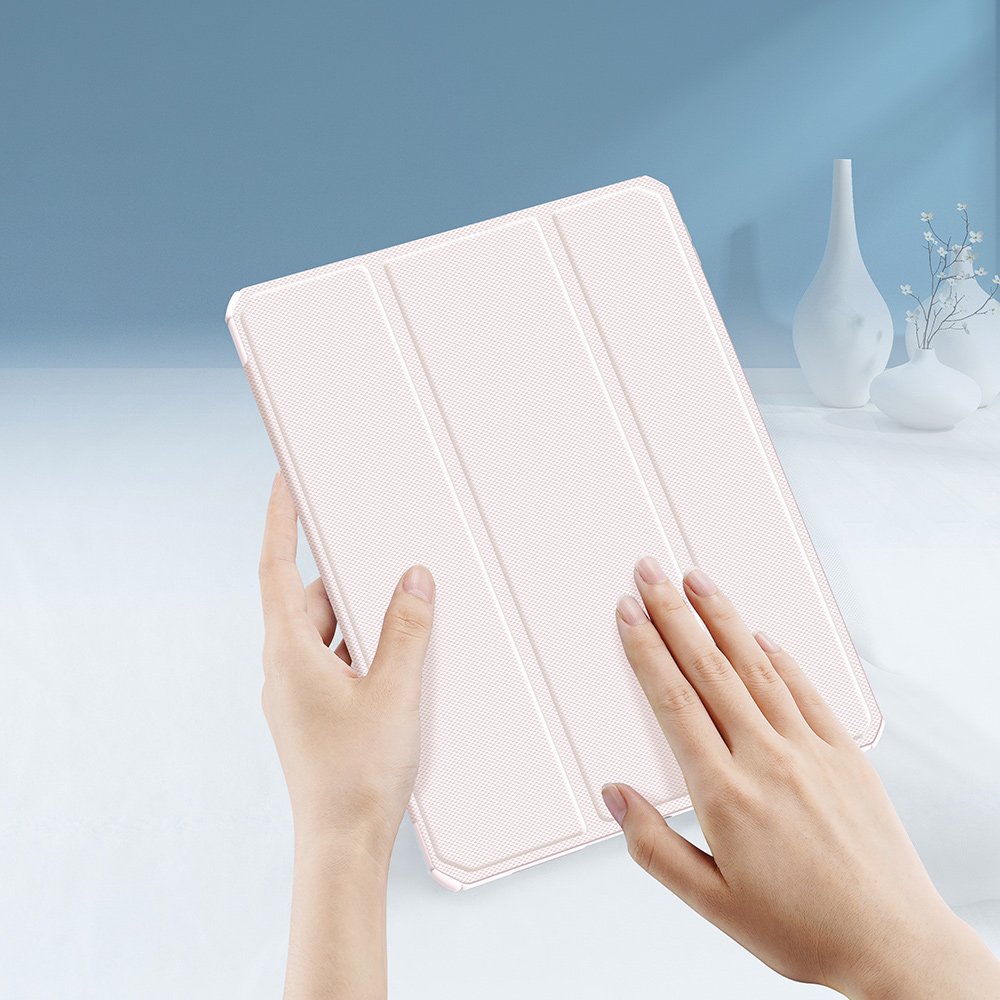 Husa inteligenta cu suport pentru Apple Pencil, Dux Ducis, Toby, Compatibil cu iPad Pro 2021, 11'', Piele ecologica, Roz