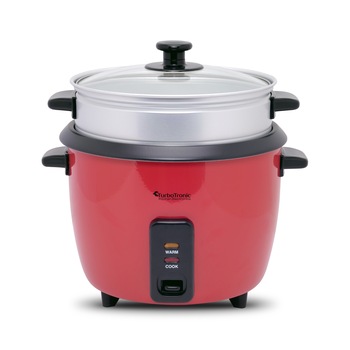 Oala de fiert orez Rice Cooker TurboTronic TT-RC1P, 400 W, 1L,, Capac din sticla, Rosu Oala de fiert orez Rice Cooker TurboTronic TT-RC1P, 400 W, 1L,, Capac din sticla, Rosu