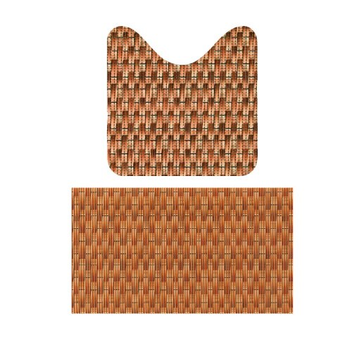 Set covorase baie Deco, model rattan, culoare maro, dimensiune 48 / 80 x 48 cm