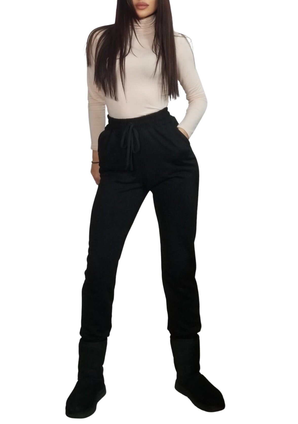 Pantaloni de trening tip joggers , Negru , Marimea M