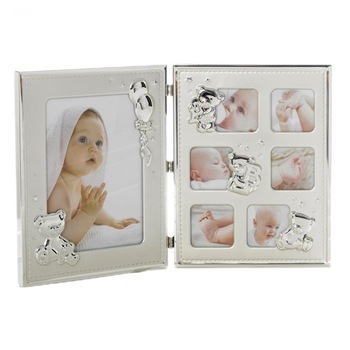 Rama foto dubla cu ursuleti si baloane, 35 x 22.5 cm, argintata Rama foto dubla cu ursuleti si baloane, 35 x 22.5 cm, argintata