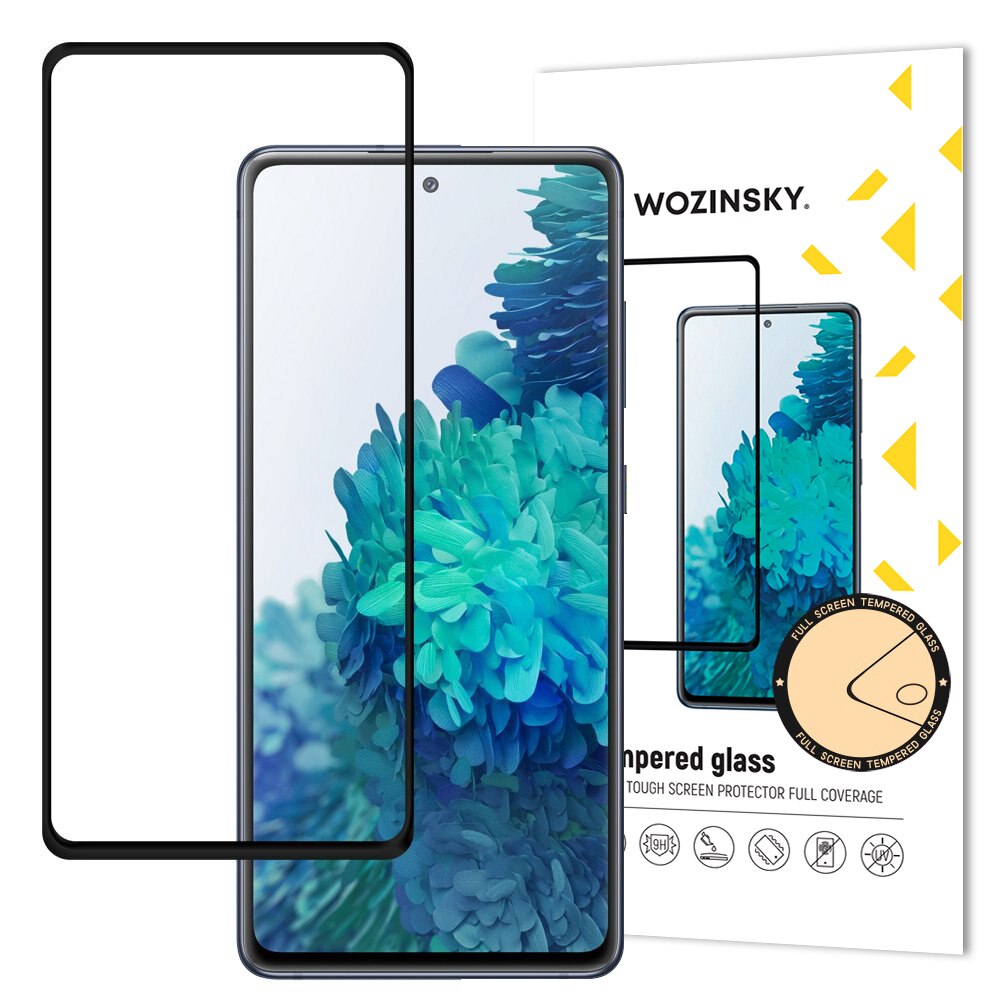Folie protectie ecran Tempered pentru Samsung Galaxy A72, WOZINSKY, Sticla, Transparent/Negru
