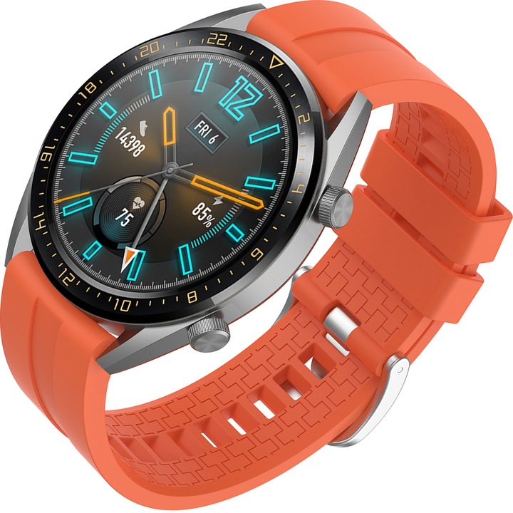 Curea silicon ZAFIT™, pentru smartwatch sau ceas cu latimea curelei de 22 mm, Portocaliu