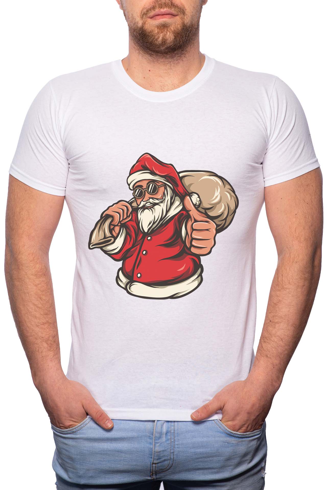 Tricou barbati, Santas Bag, 100% Bumbac, W358, Alb