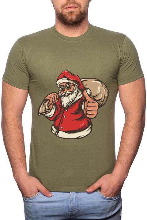 Santas Bag, Normál fazonú feliratos férfi poló, 100% Pamut, GR358, Khaki