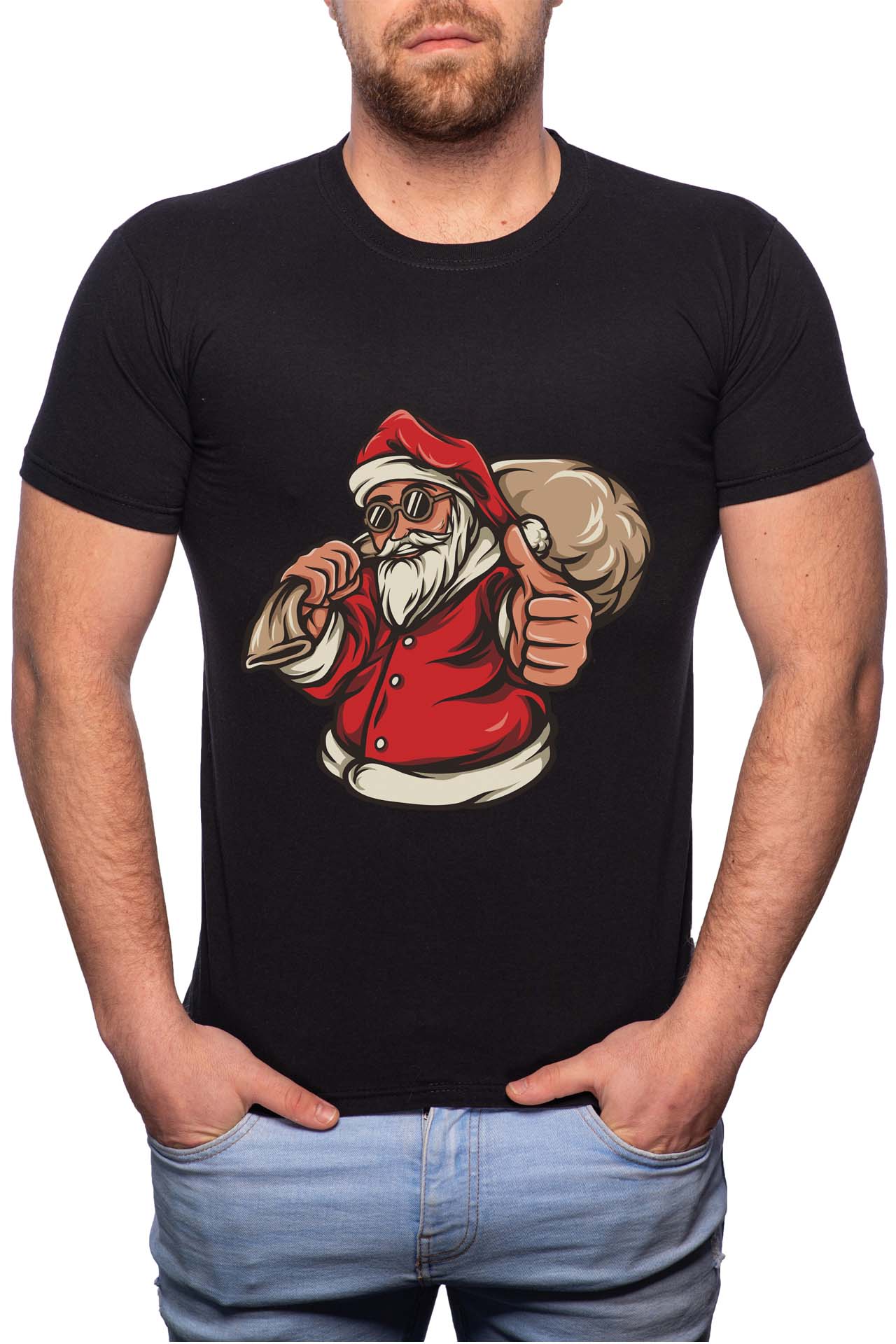 Tricou barbati, Santas Bag, 100% Bumbac, W358, Negru