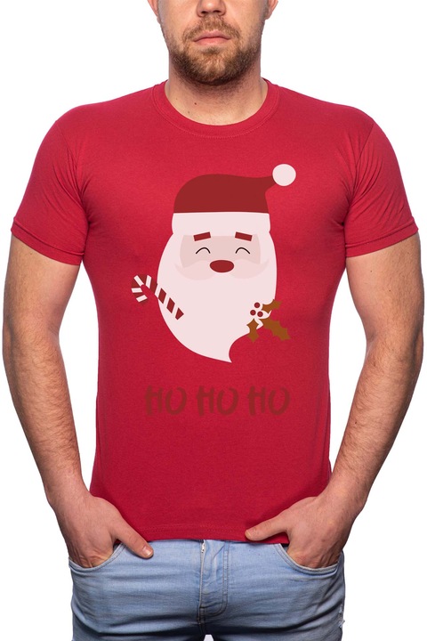 Ho Ho Ho, Normál fazonú feliratos férfi poló, 100% Pamut, GR363, Fehér