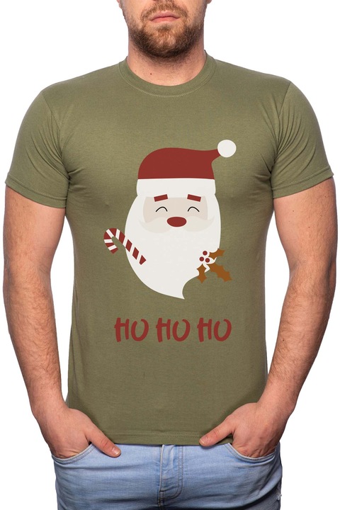 Ho Ho Ho, Normál fazonú feliratos férfi poló, 100% Pamut, GR363, Zöld