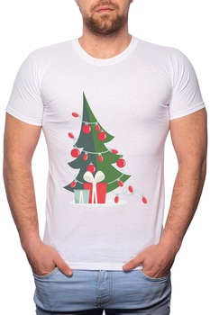 BestCase - Christmas Tree, Normál fazonú feliratos férfi poló, 100% Pamut, GR366, Fehér