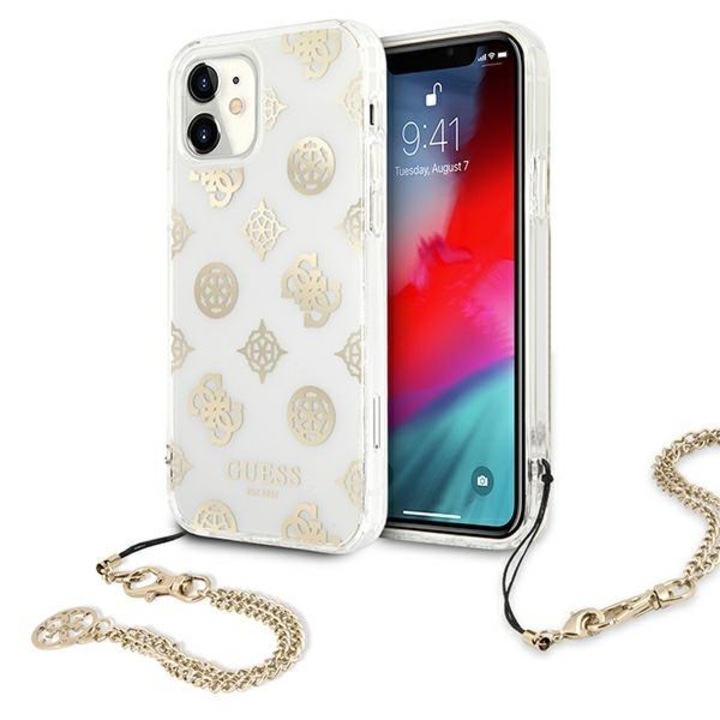 Husa de protectie pentru iPhone 11, Guess, PC, Transparent/Auriu