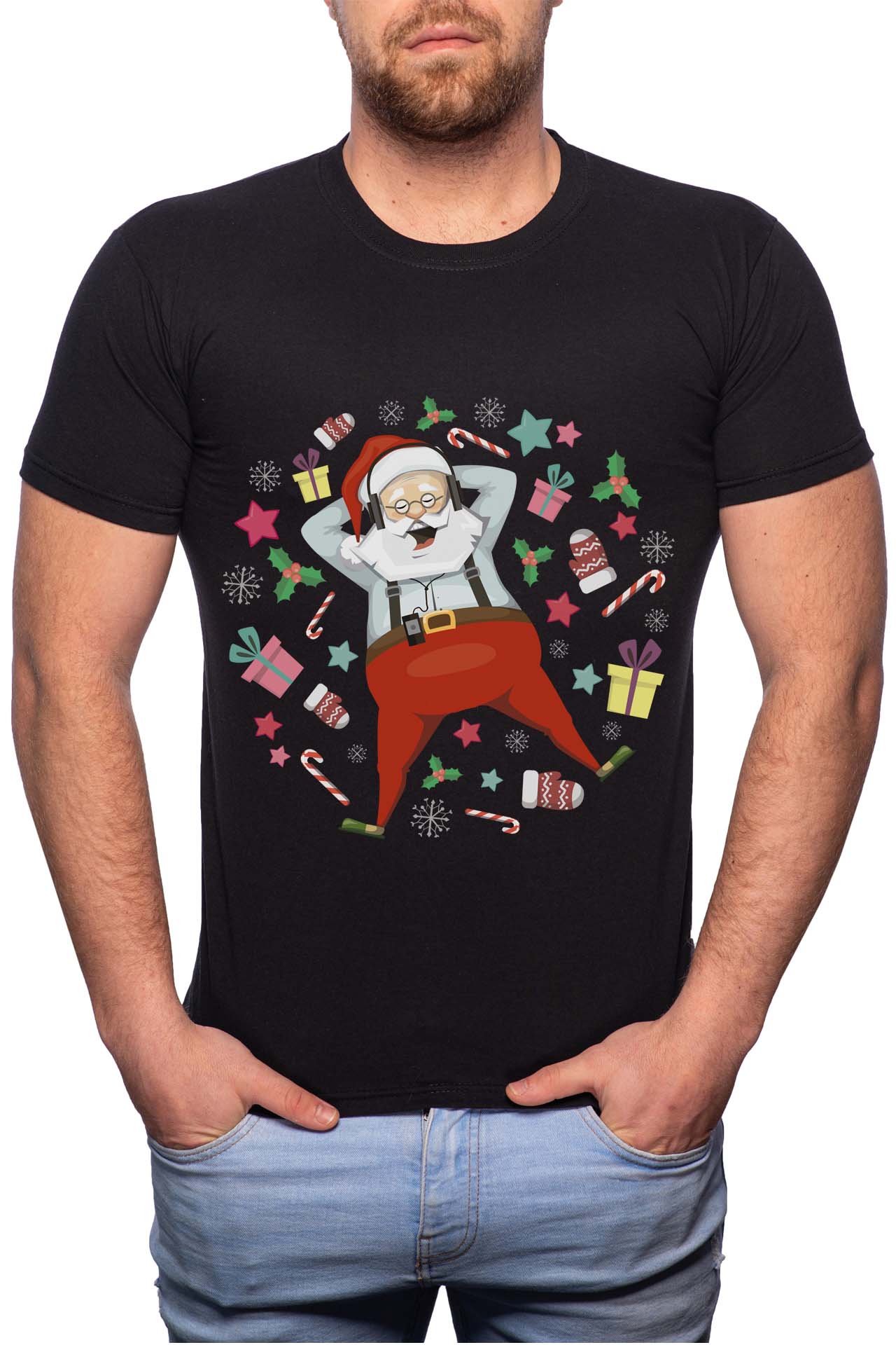 Tricou barbati, Santa With Gifts, 100% Bumbac, B365, Negru