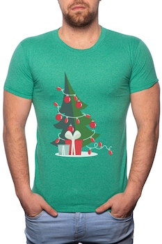 BestCase - Christmas Tree, Normál fazonú feliratos férfi poló, 100% Pamut, GR366, Zöld