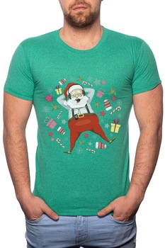 Tricou barbati, Santa With Gifts, 100% Bumbac, B365, Verde