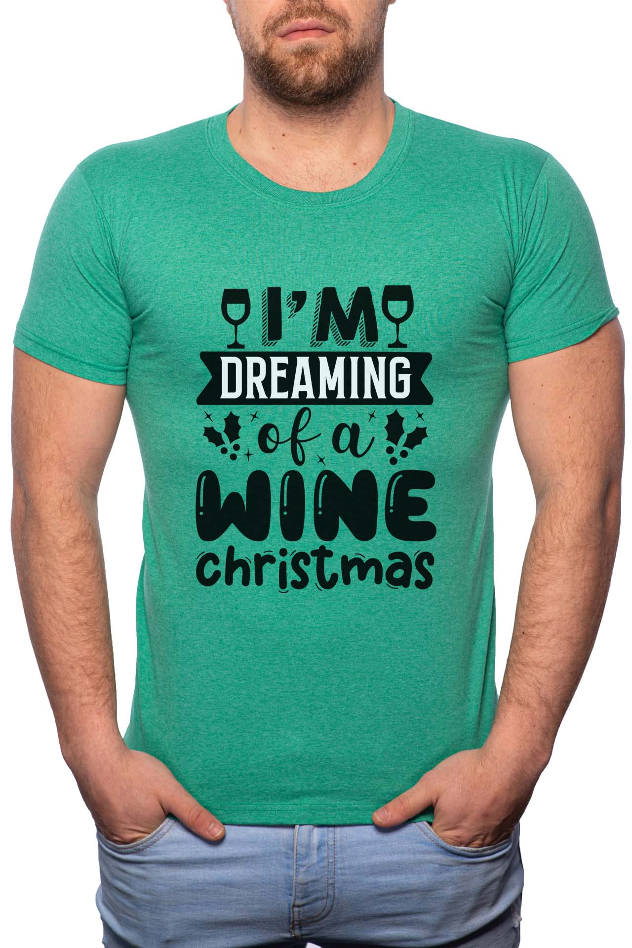 Tricou barbati, Wine Christmas, 100% Bumbac, W371, Verde