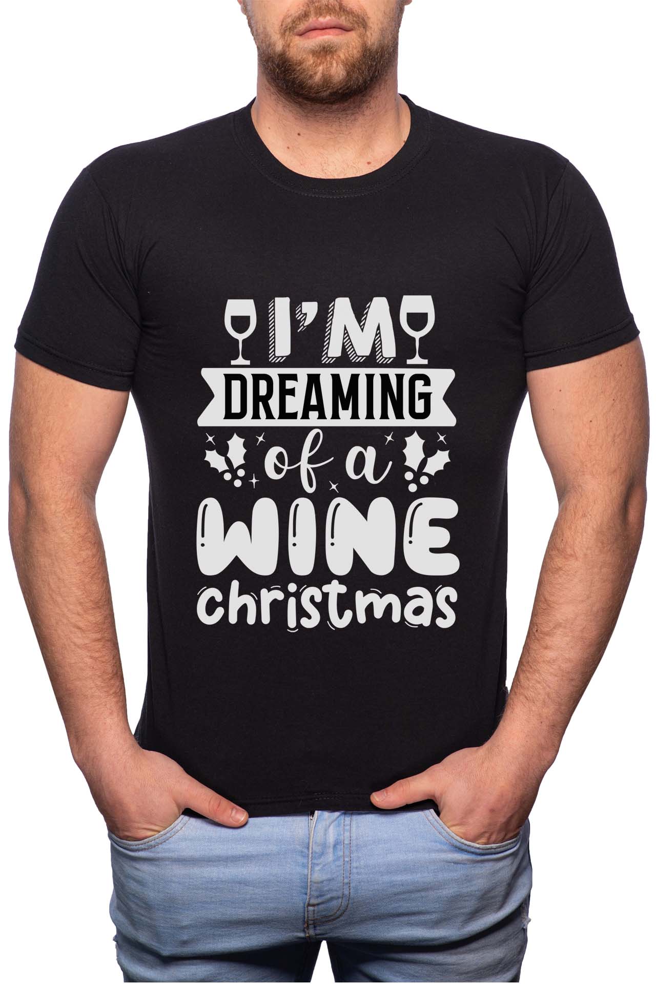 Tricou barbati, Wine Christmas, 100% Bumbac, W371, Negru
