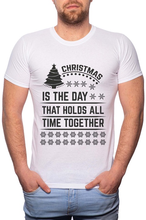 Time Together, Normál fazonú feliratos férfi poló, 100% Pamut, GR378, Fehér