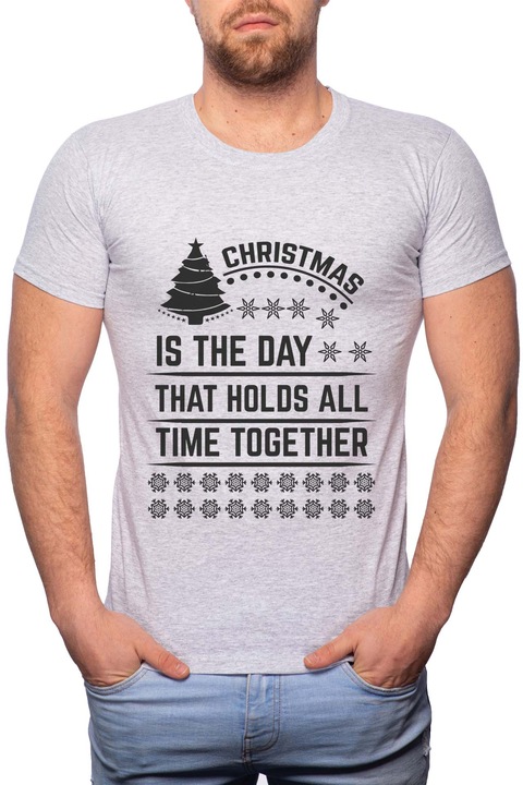 Time Together, Normál fazonú feliratos férfi poló, 100% Pamut, GR378, Szürke