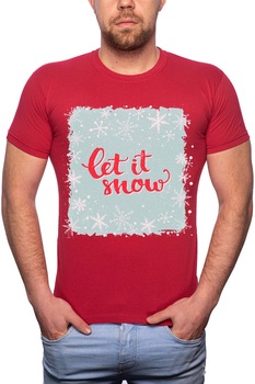Tricou barbati, Let It Snow, 100% Bumbac, GR380, Rosu Bordeaux Tricou barbati, Let It Snow, 100% Bumbac, GR380, Rosu Bordeaux