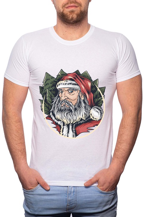 Trendy Santa Claus, Normál fazonú feliratos férfi poló, 100% Pamut, GR382, Fehér