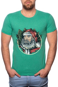 Tricou barbati, Trendy Santa Claus, 100% Bumbac, W382, Verde