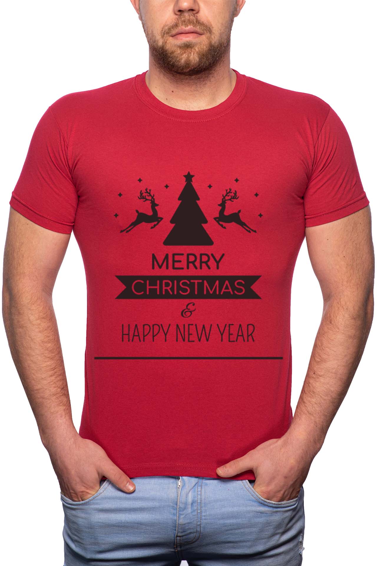 Tricou barbati, Christmas Best Wishes, 100% Bumbac, R383, Rosu Bordeaux