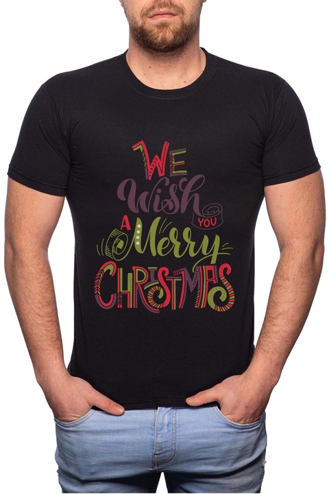 Felicitation, Normál fazonú feliratos férfi poló, 100% Pamut, GR384, Fekete