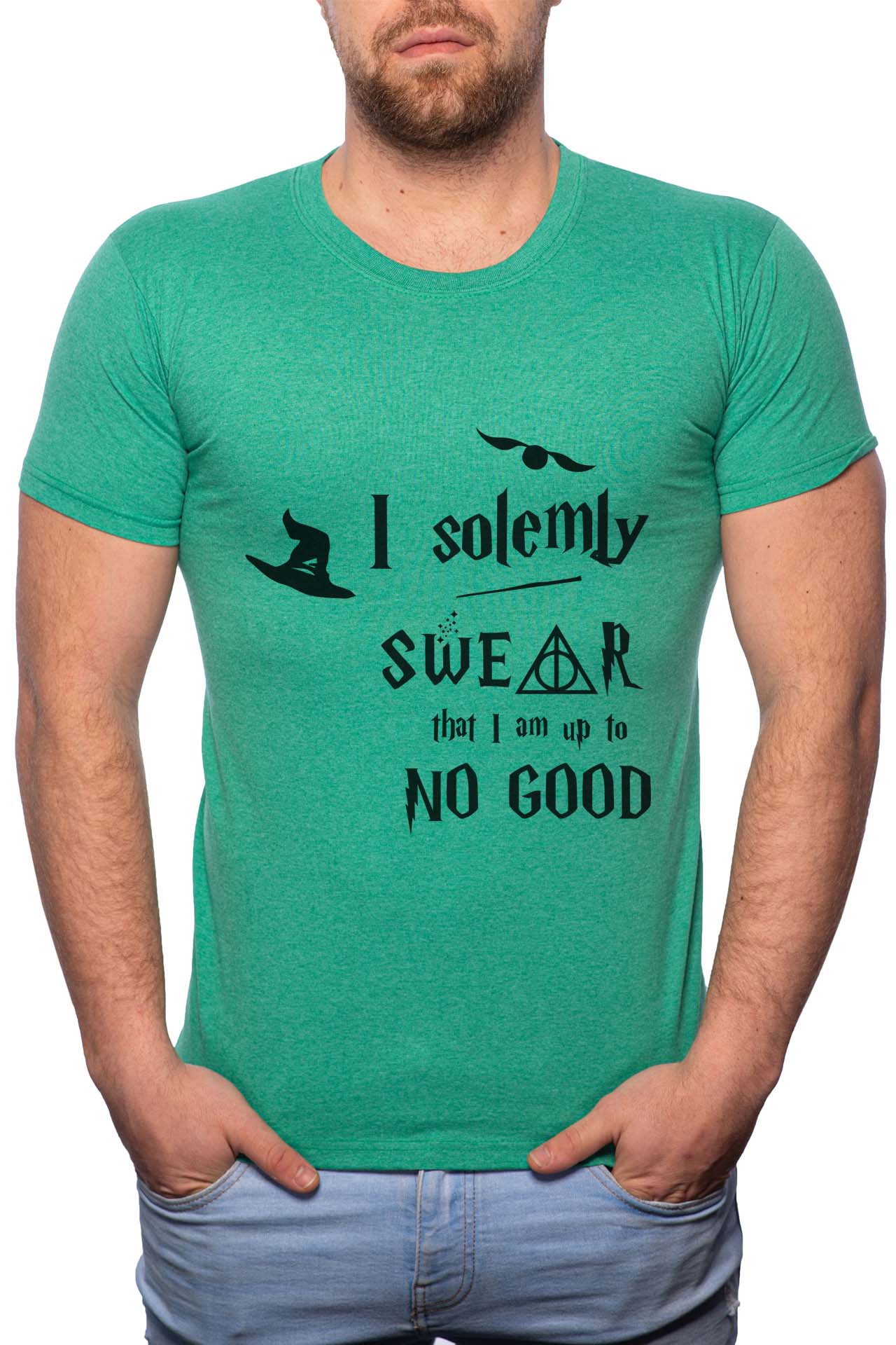 Tricou barbati, Solemly Swear, 100% Bumbac, W393, Verde