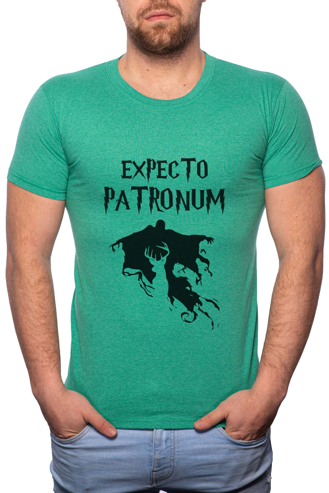 Tricou barbati, Expecto Patronum, 100% Bumbac, B396, Verde
