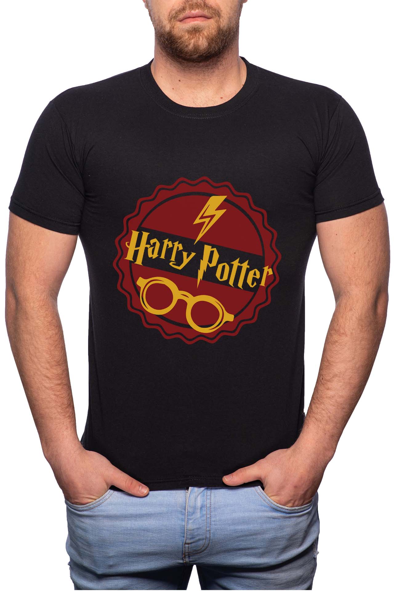 Tricou barbati, Thunder And Eyeglasses, 100% Bumbac, W397, Negru