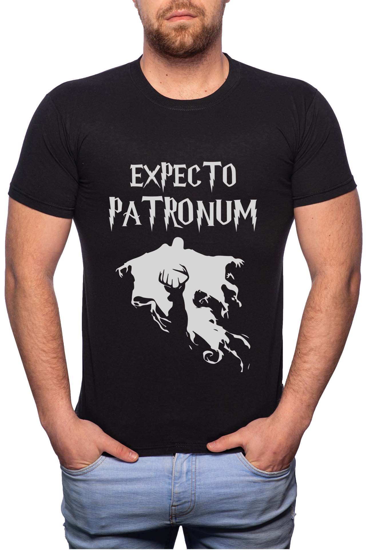 Tricou barbati, Expecto Patronum, 100% Bumbac, B396, Negru