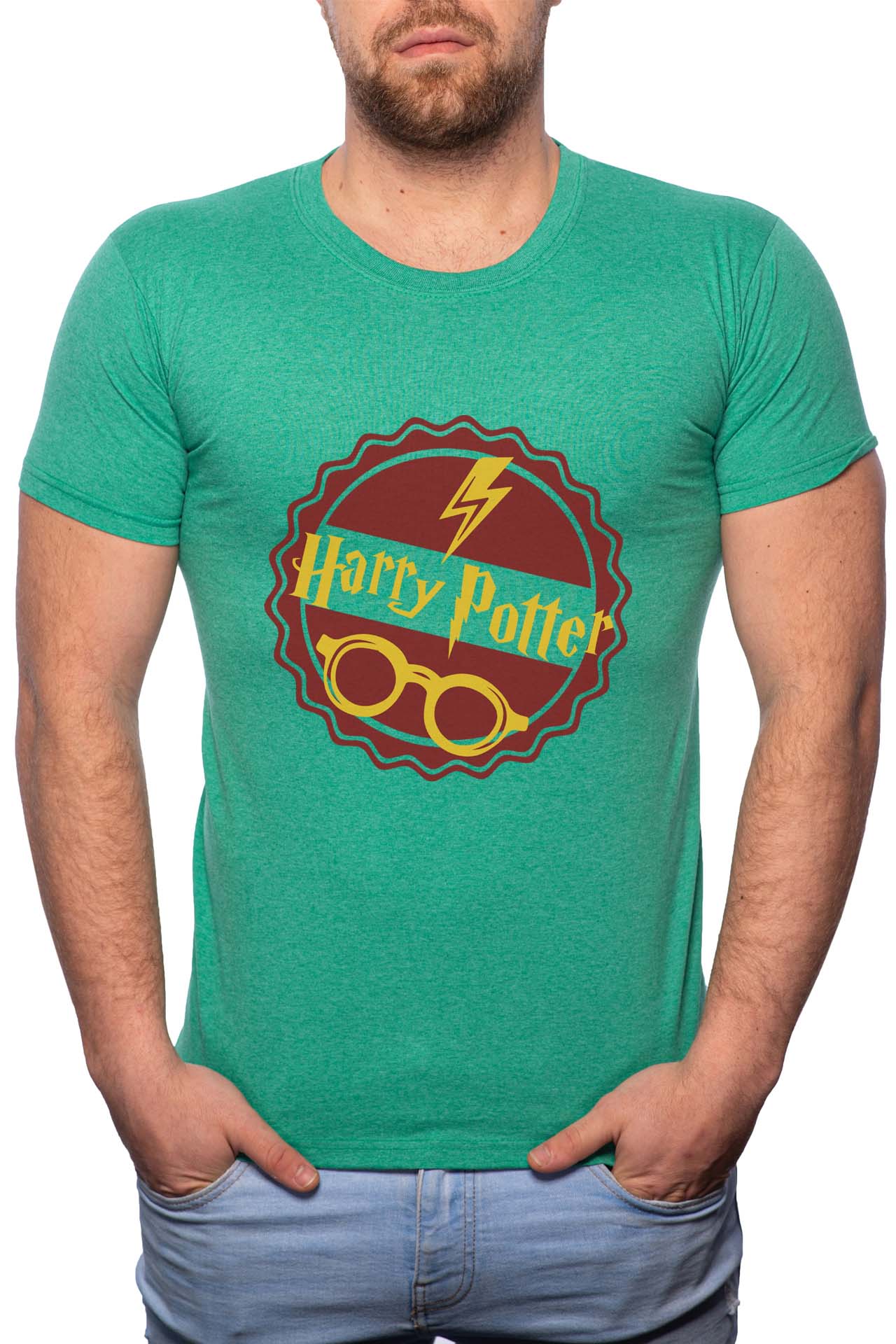 Tricou barbati, Thunder And Eyeglasses, 100% Bumbac, W397, Verde