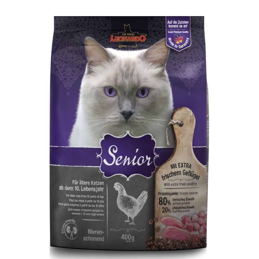 Hrana uscata pentru pisici senior, LEONARDO Senior, cu pui 0,4 kg