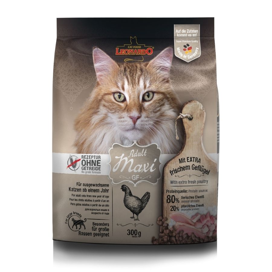 Hrana uscata pisici adulte rase mari, LEONARDO Adult Maxi GF, cu pui 0,3 kg