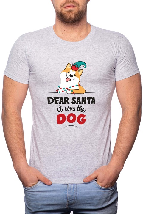 Ho Ho Ho Merry Christmas, Normál fazonú feliratos férfi poló, 100% Pamut, GR360, Szürke