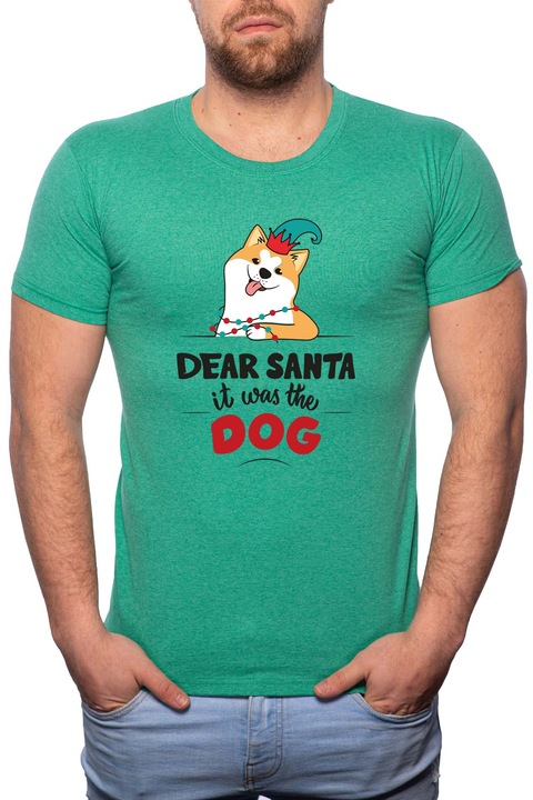 Ho Ho Ho Merry Christmas, Normál fazonú feliratos férfi poló, 100% Pamut, GR360, Zöld