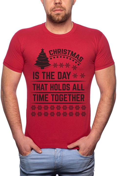 Time Together, Normál fazonú feliratos férfi poló, 100% Pamut, GR378, Piros