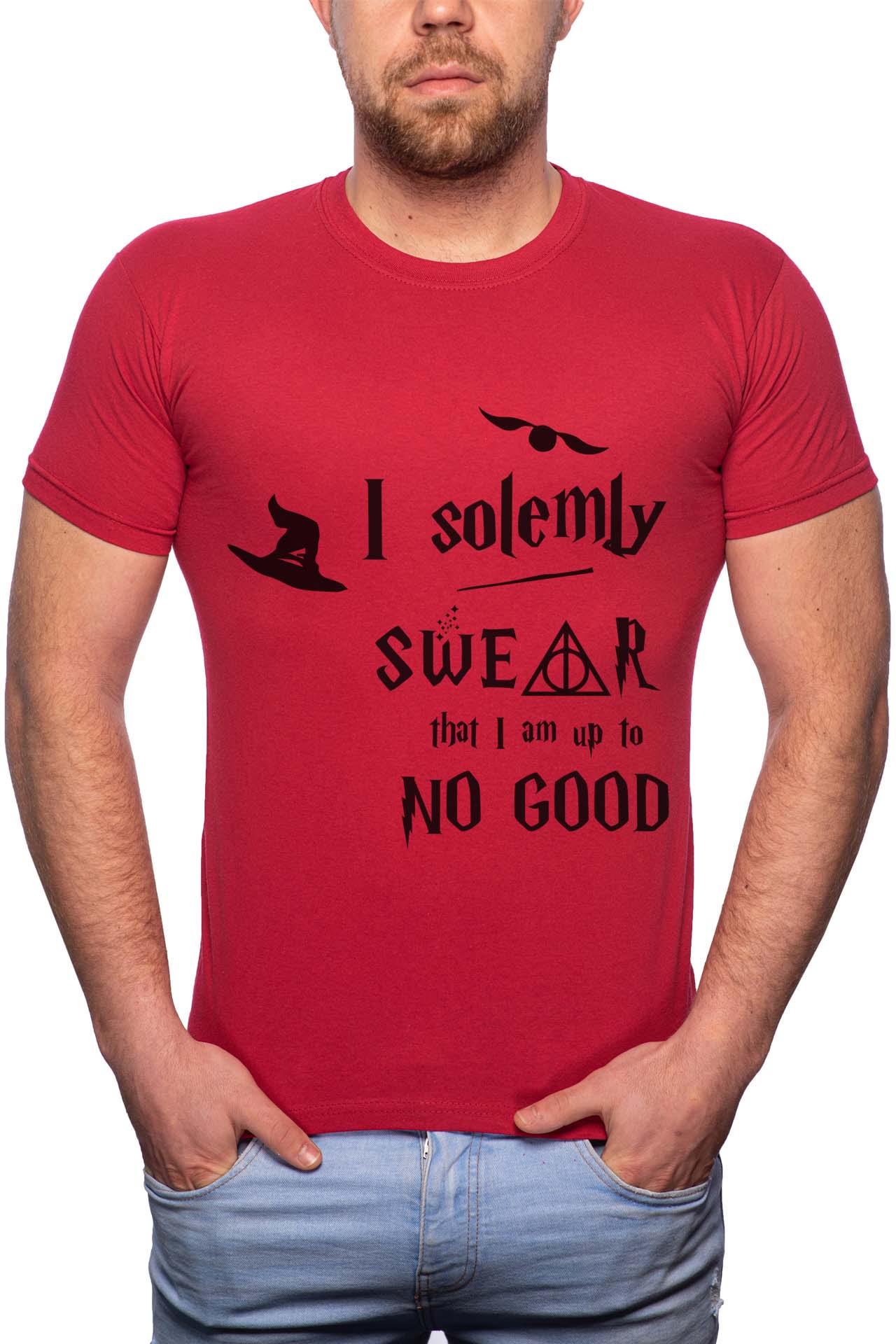 Tricou barbati, Solemly Swear, 100% Bumbac, W393, Rosu Bordeaux