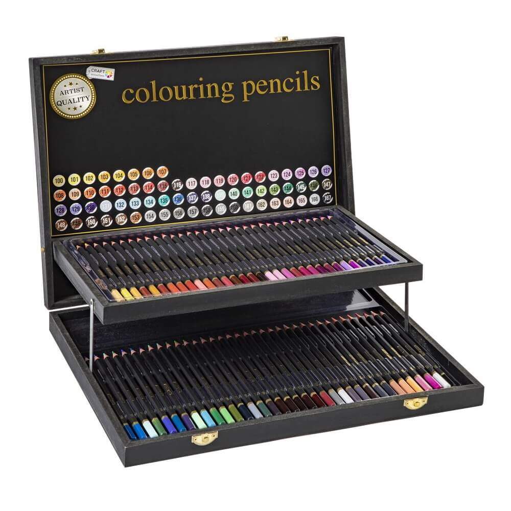 Set 68 creioane colorate in caseta de lemn Premium Craft Sensations