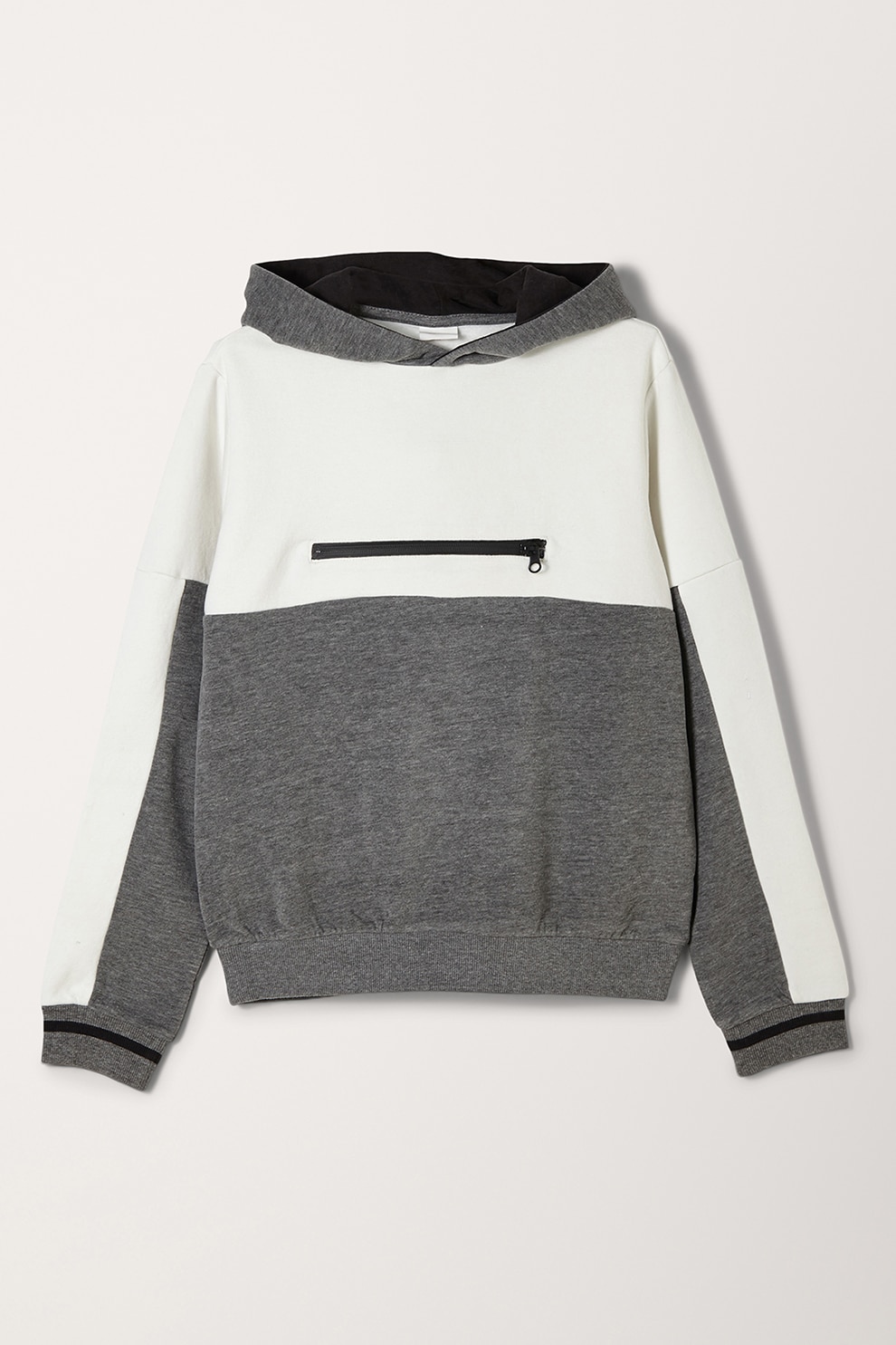 s.Oliver, Hanorac din amestec de bumbac cu aspect colorblock, 134-140 CM, Alb/Gri inchis melange