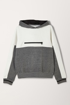 s.Oliver, Hanorac din amestec de bumbac cu aspect colorblock, 134-140 CM, Alb/Gri inchis melange s.Oliver, Hanorac din amestec de bumbac cu aspect colorblock, 134-140 CM, Alb/Gri inchis melange