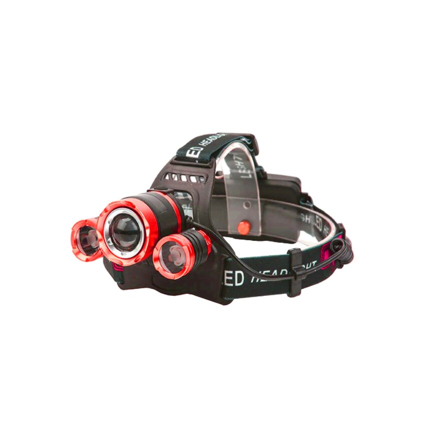 Lanterna 3XT6 LED CREE cu montare pe cap, 2 acumulatori, 8000 lm, baterii incluse, Negru Rosu, AXT-BBL3562