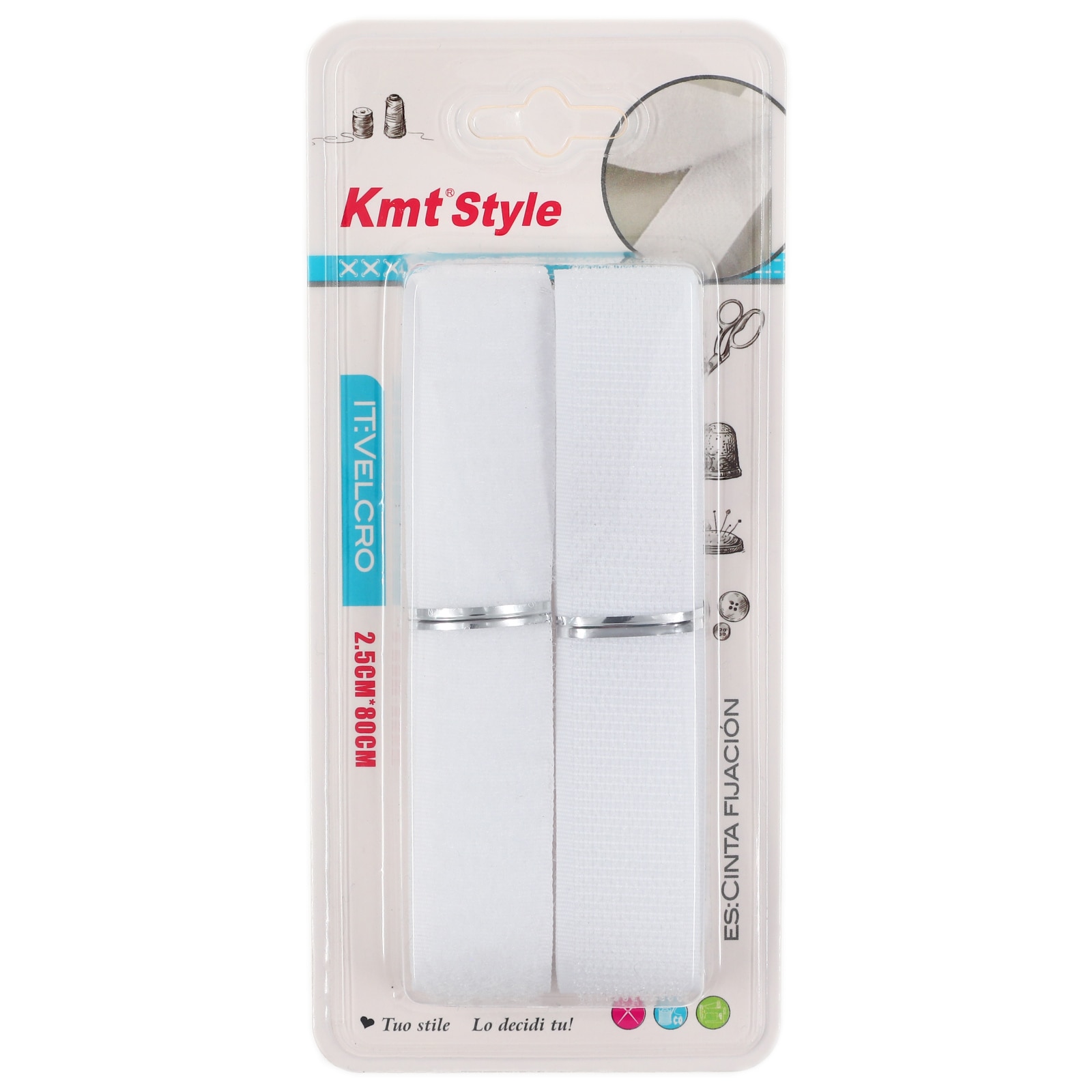 Banda de tip Velcro cu scai / arici, 2.5 cm x 80 cm, Alb