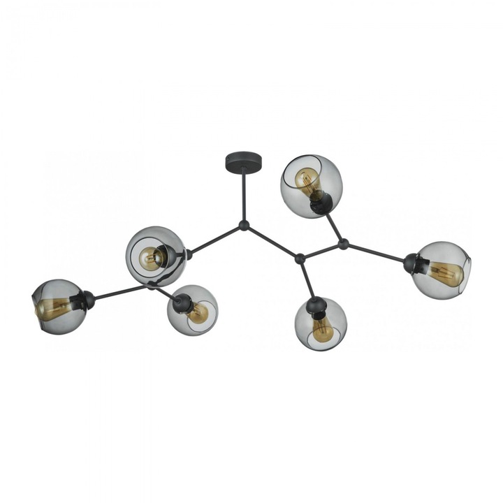 Lustra Fairy Lampa Sufitowa 6 Socluri, Culoare Negru, E27-60w