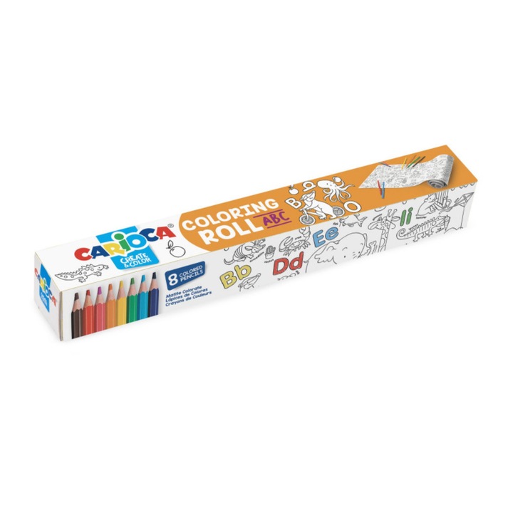 Set 8 Creioane cu Rola Adeziva Colorat ABC Carioca, 198x30 cm