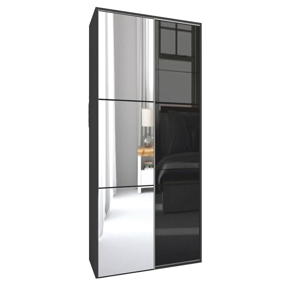 Dressing Genarom LEX D, Oglinda / Negru Lucios, 120 x 218 x 66 cm