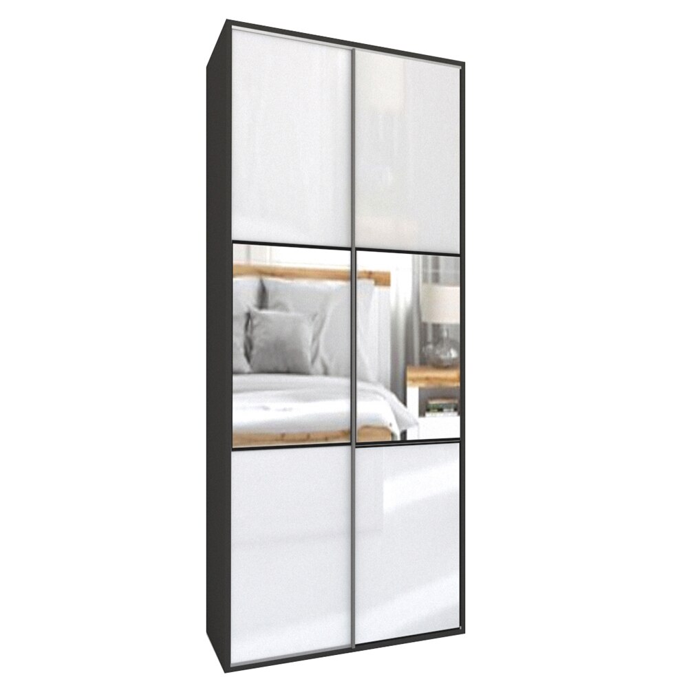 Dressing Genarom LEX C, Gri Lucios / Oglinda M, 120 x 218 x 66 cm