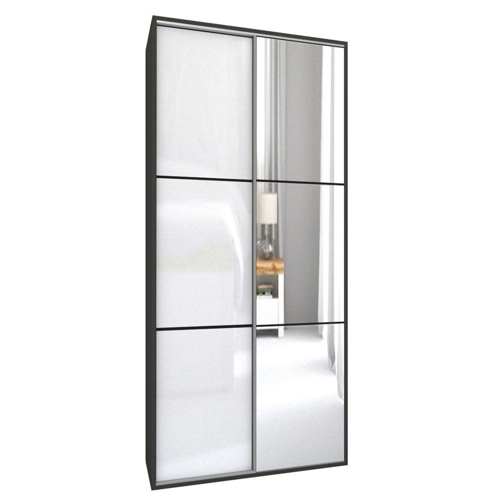 Dressing Genarom LEX D, Gri Lucios / Oglinda L, 120 x 218 x 66 cm