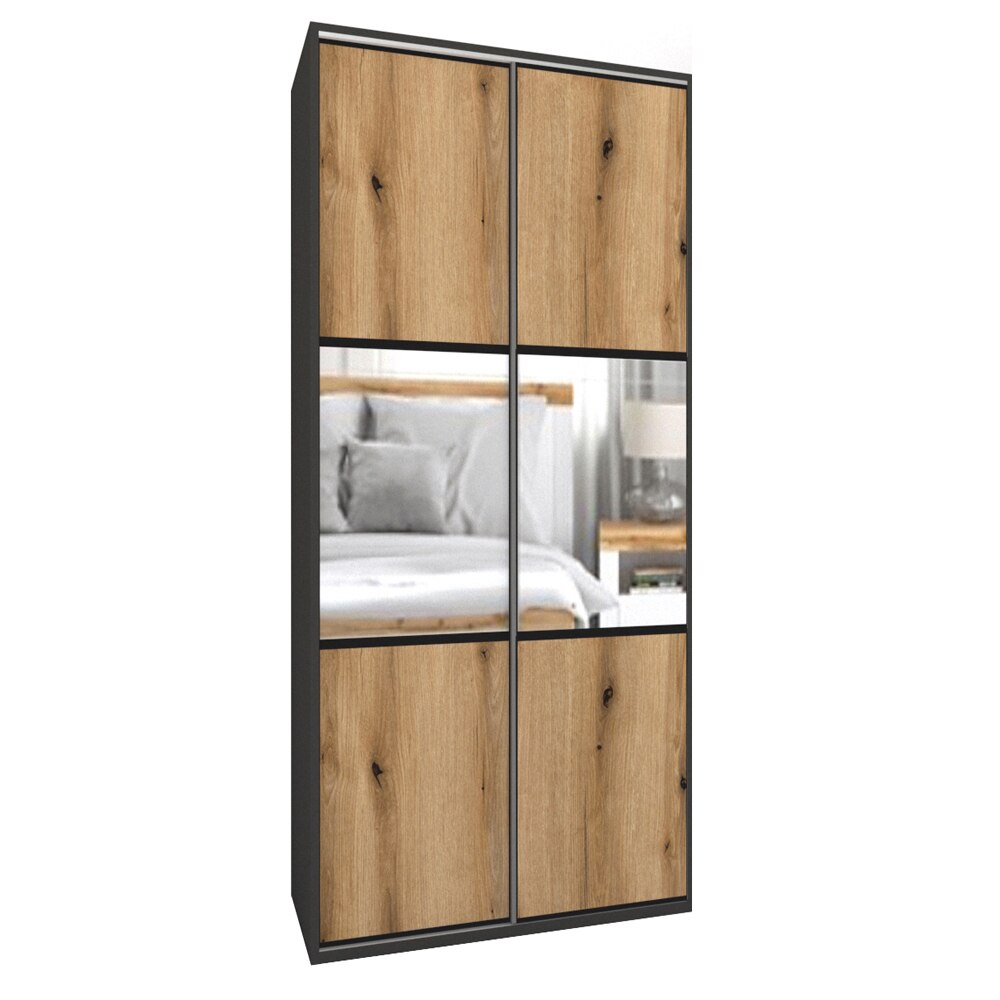 Dressing Genarom LEX D, Stejar Wotan / Oglinda M, 120 x 218 x 66 cm