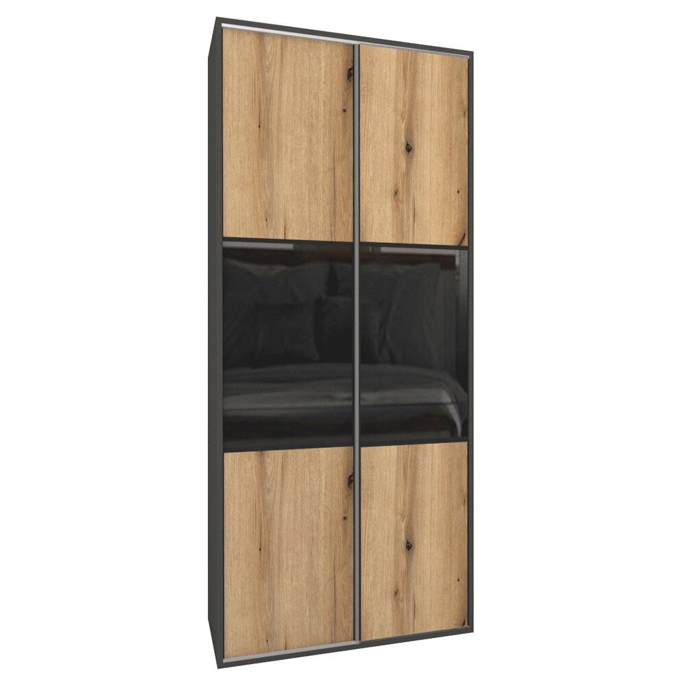 Dressing Genarom LEX D, Stejar Wotan / Negru Lucios M, 120 x 218 x 66 cm